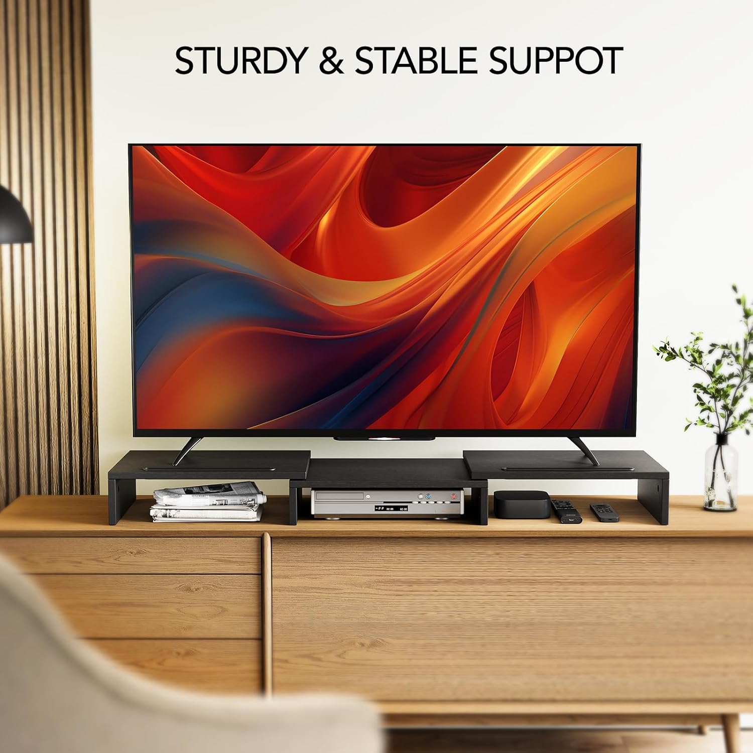 AMERIERGO Dual Monitor Stand Riser for 2 Monitors, Monitor Stand for Desk, Adjustable Computer Monitor Stand with 2 Slot, Multifunctional Desktop Organizer Stand for Laptop, PC, Computer, Printer - Image 5