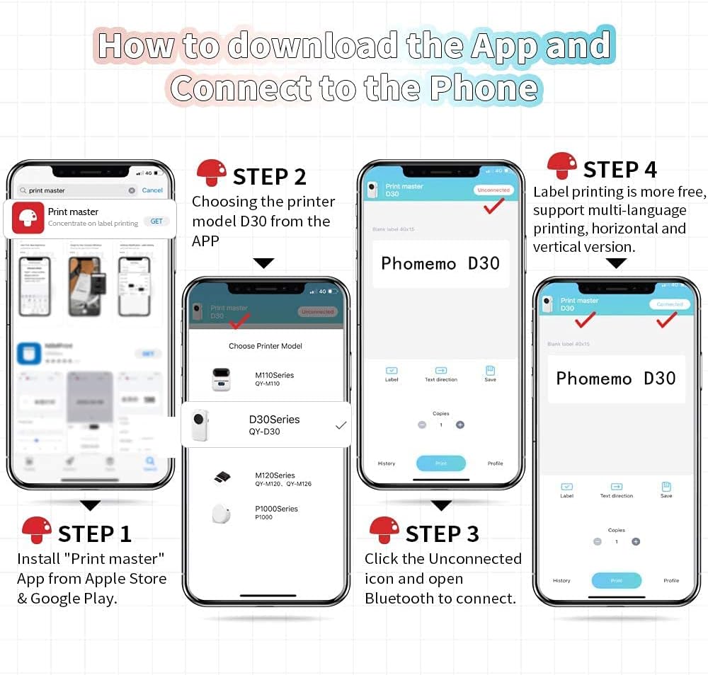 Phomemo D30 Label Maker Machine with Tape - Portable Bluetooth Wireless Small Thermal Sticker Maker, Smart Mobile Pocket Handy Label Makers, Compatible with iOS & Android for Home, Office Mini Labeler - Image 5